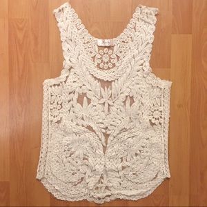 Ivory sheer embroidered tank